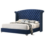 Melody California King, Eastren King, Queen Wingback Upholstered Bed Pacific Blue & Grey