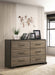 Baker 6-drawer Dresser Brown and Light Taupe image