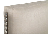 Bergeron + Lorenzo - Contemporary Cream Fabric + Light Oak 4-Piece Bedroom Set