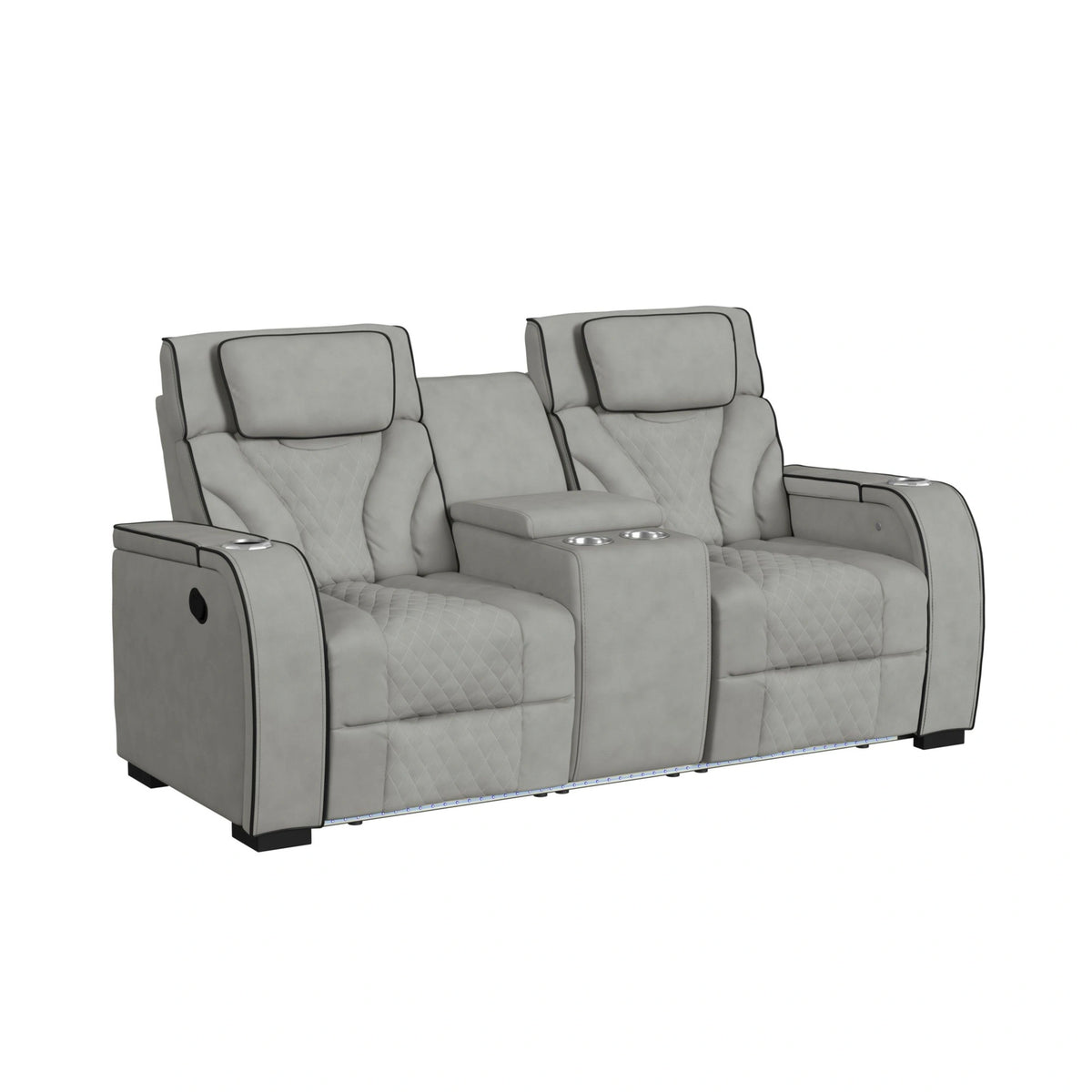 Blitz Motion Loveseat with Console, and LED