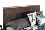 Marshall Mid-Century Modern Brown Fabric & Walnut Bed