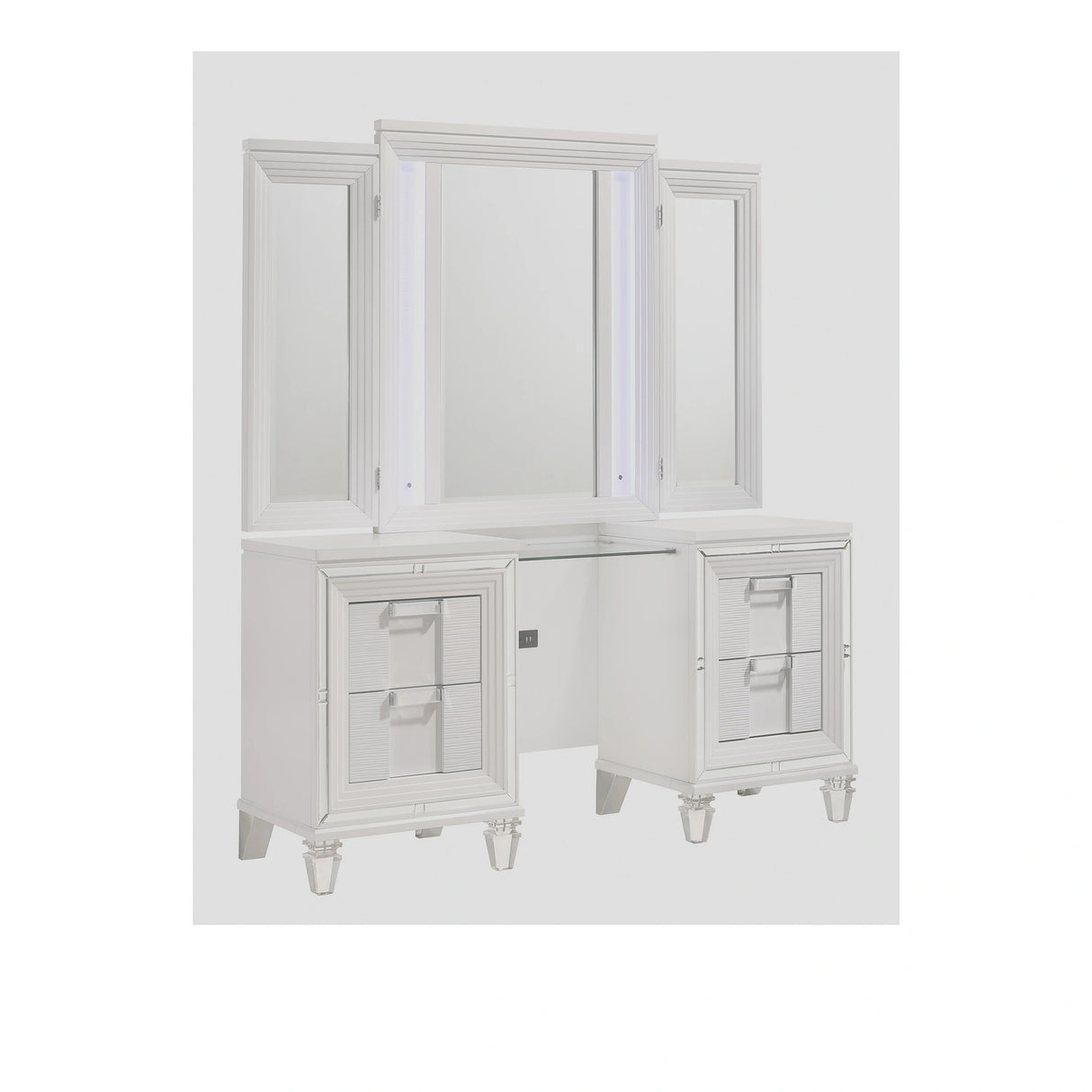 Twenty Nine Dressing Set w/LED & USB Plug in White with Stool