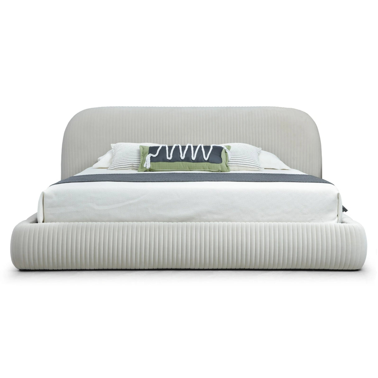 Hortman - Modern Beige Velvet Bed