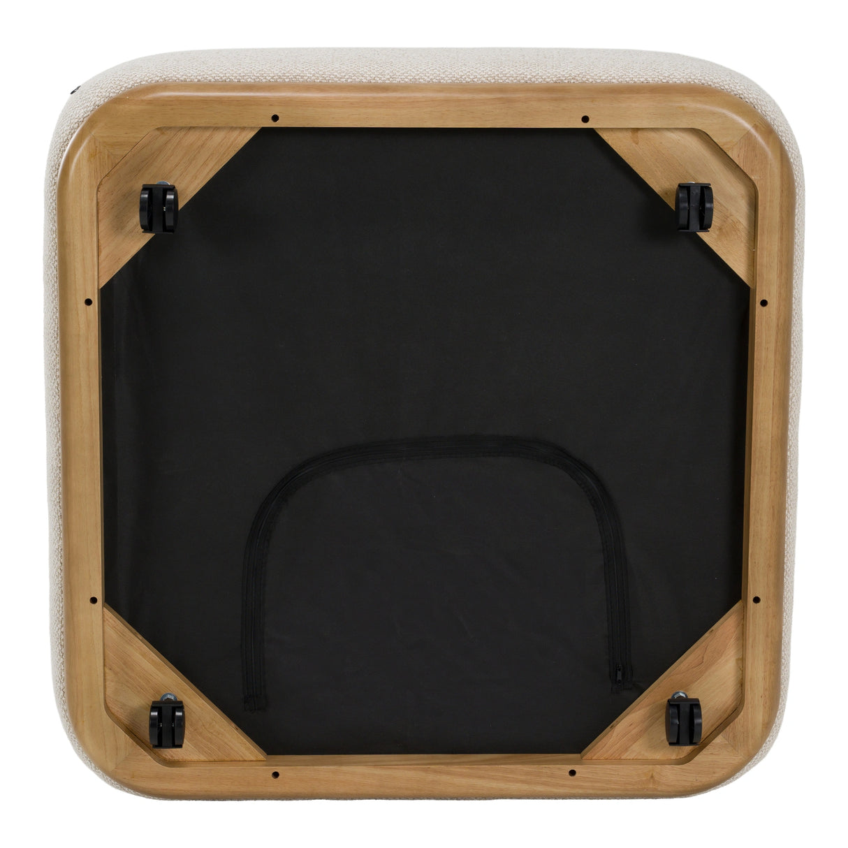 Evans - Contemporary Off-White Fabric Ottoman