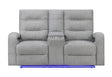 U6611 Grey 15 Power Console Reclining Loveseat with LED