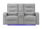 U6611 Grey 15 Power Console Reclining Loveseat with LED