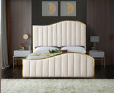 Jolie Cream Velvet Queen Bed (3 Boxes)