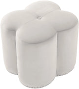 Clover Cream Velvet Ottoman