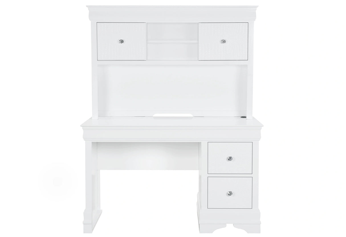 Pompei Metallic White Bookcase Twin Bed with LED