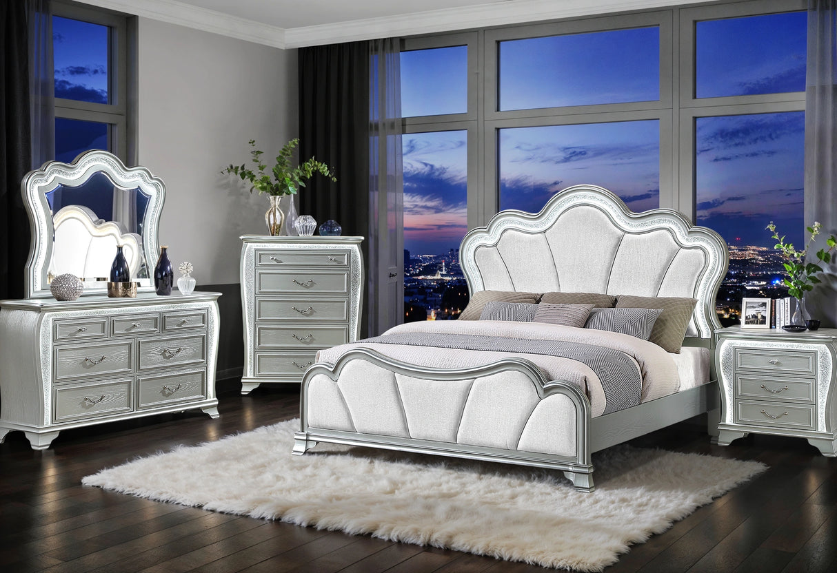 Aria Silver Bed with LED