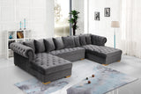 Presley Grey Velvet 3pc. Sectional