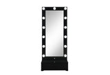 Ella Black Narrow Tall Mirror with Drawer and Speaker
