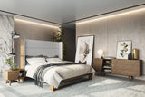 Heloise - Contemporary Grey Fabric & Walnut Trim Bed