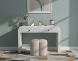 Clover Cream Velvet Ottoman