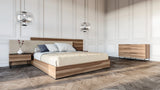 Matteo Italian Modern Walnut & Fabric 4-Piece Bedroom Set