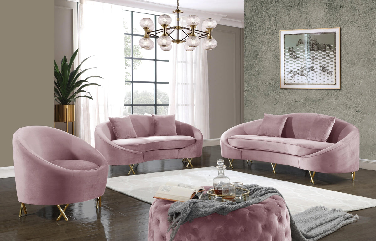 Serpentine Pink Velvet Loveseat