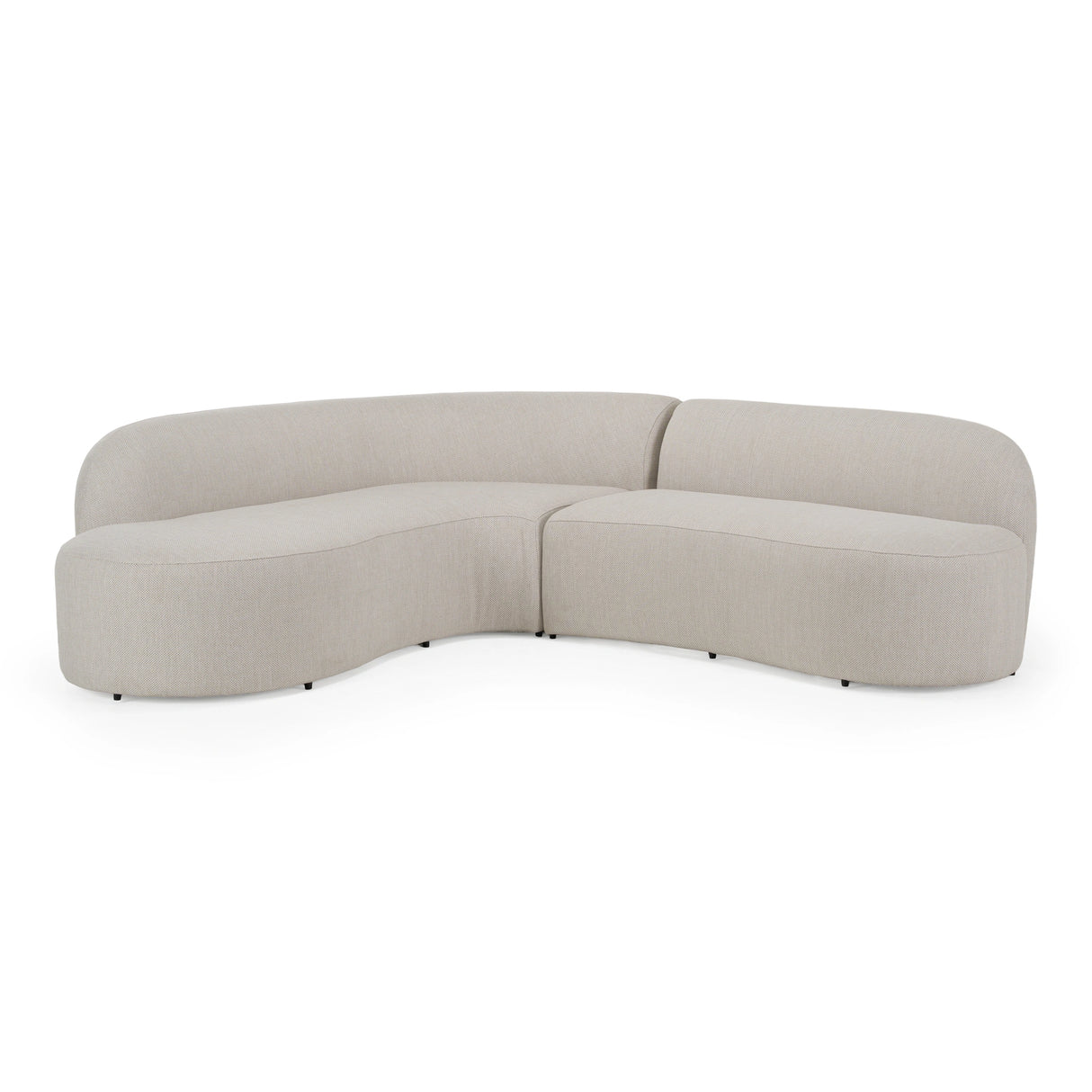 Lucena - Outdoor Oyster Olefin Fabric Curved Sectional Sofa