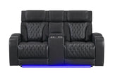 U8611 Blanche Pwr Con Rec Loveseat with PHR, LED and Speaker