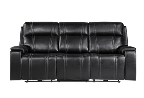 U8881 Black Leather Power Reclining Sofa with Immerse Sound