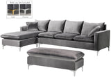 Naomi Grey Velvet 2pc. Reversible Sectional