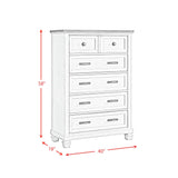 Farmington 5-Drawer Chest in Medium Brown and Washed Stone