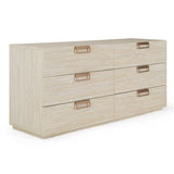 Breslow + Lago - Modern Dark Taupe Fabric + Faux Travertine 4-Piece Bedroom Set