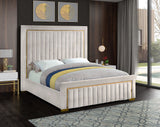 Dolce Cream Velvet Queen Bed (3 Boxes)