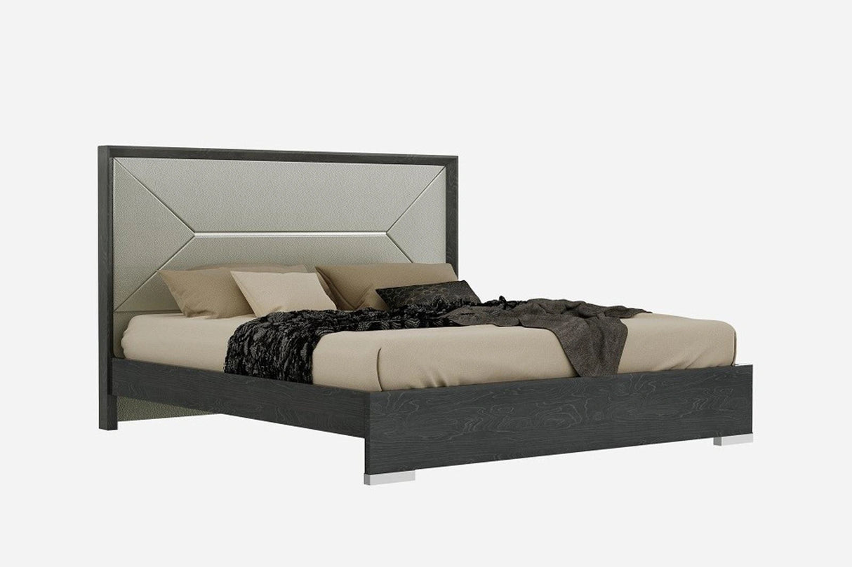 J&M Furniture Monte Leone Queen Panel Bed in Grey