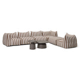 Lanuza - Outdoor Brown + White Stripe Fabric 8-Piece Modular Sectional Sofa Set