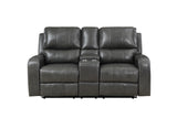 LINTON LEATHER CONSOLE LOVESEAT W/ PWR FR-GRAY