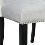 Francesca White Marble Rectangular 5PC Dining Set-Table & Four Grey Velvet Chairs