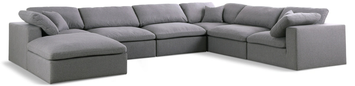 Serene Grey Linen Fabric Deluxe Cloud Modular Sectional