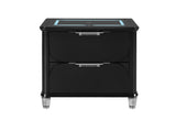 Lando Black Nightstand with Speaker and Wireless Charging Platform
