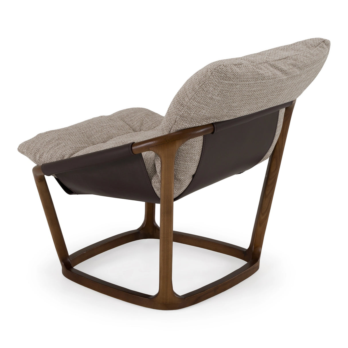 Newman - Modern Beige Fabric + Dark Brown Faux Leather + Ash Accent Chair