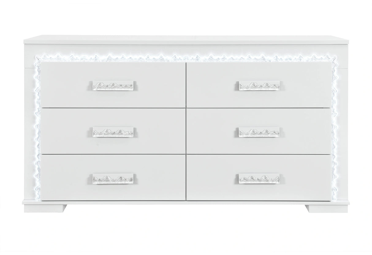 Naomi Silver Marble Dresser with LED