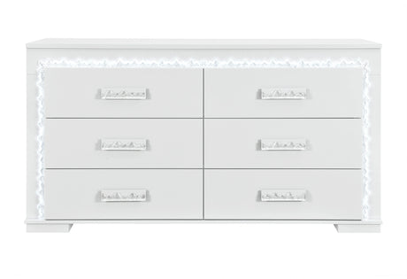 Naomi Silver Marble Dresser with LED