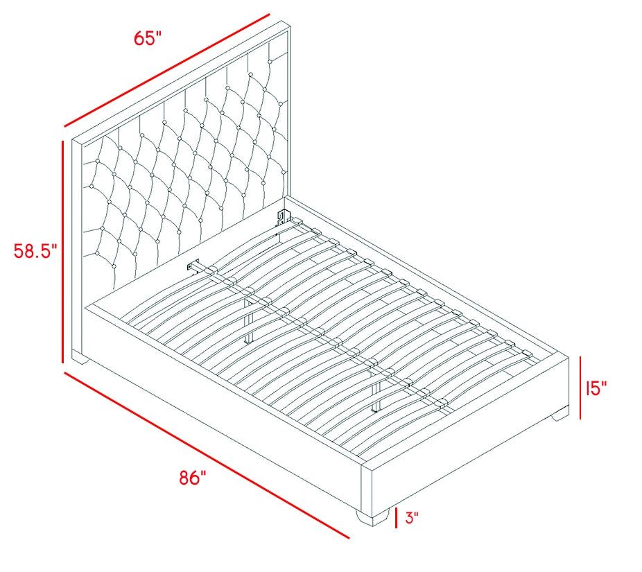 Lexi Grey Velvet Queen Bed