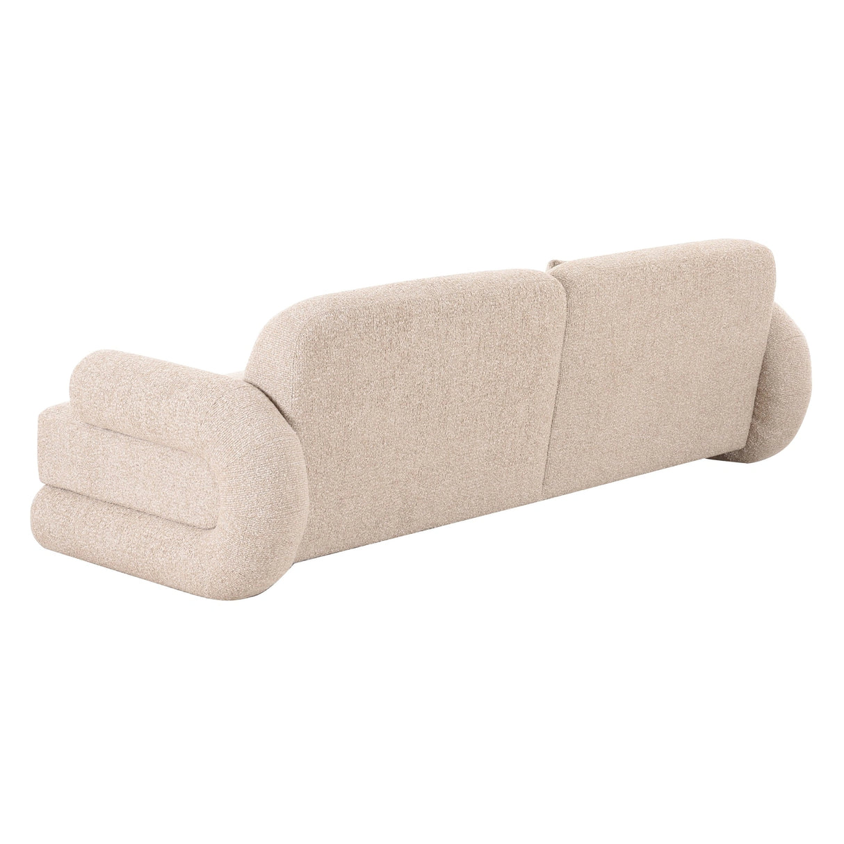 Odette - Modern Beige Fabric + White Burl Sofa