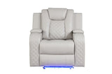 Galaxy Home Benz LED & Power Recliner Chair in Ice/ White image