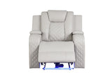 Galaxy Home Benz LED & Power Recliner Chair in Ice/ White