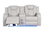 Galaxy Home Benz LED & Power Reclining Loveseat in Ice/ White