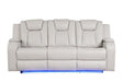 Galaxy Home Benz LED & Power Reclining Sofa in Ice/White image
