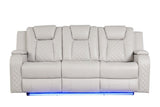 Galaxy Home Benz LED & Power Reclining Sofa in Ice/White image