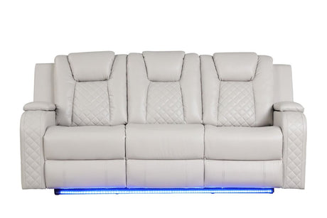 Galaxy Home Benz LED & Power Reclining Sofa in Ice/White image