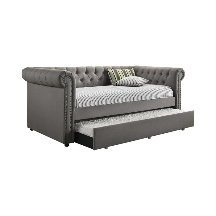 Kepner Tufted Upholstered Daybed Grey with Trundle image