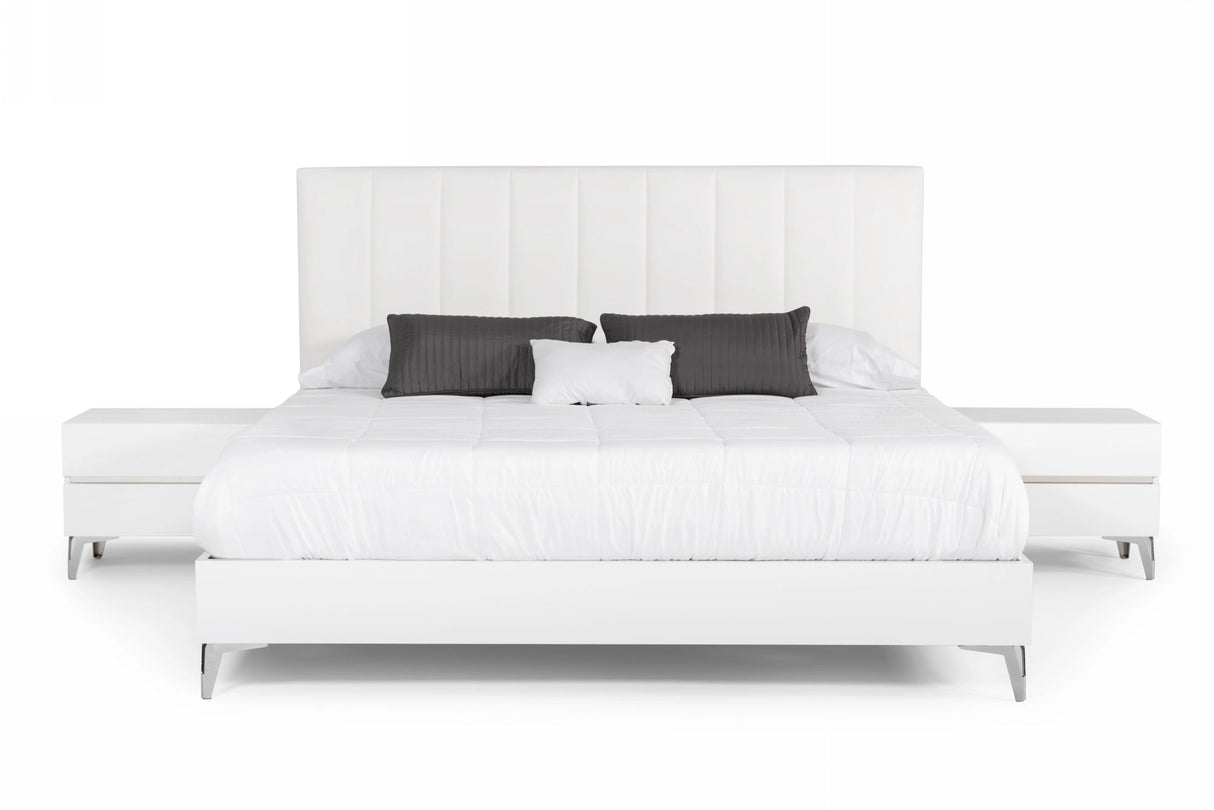 Angela - Italian Modern White Eco Leather 4-Piece Bedroom Set