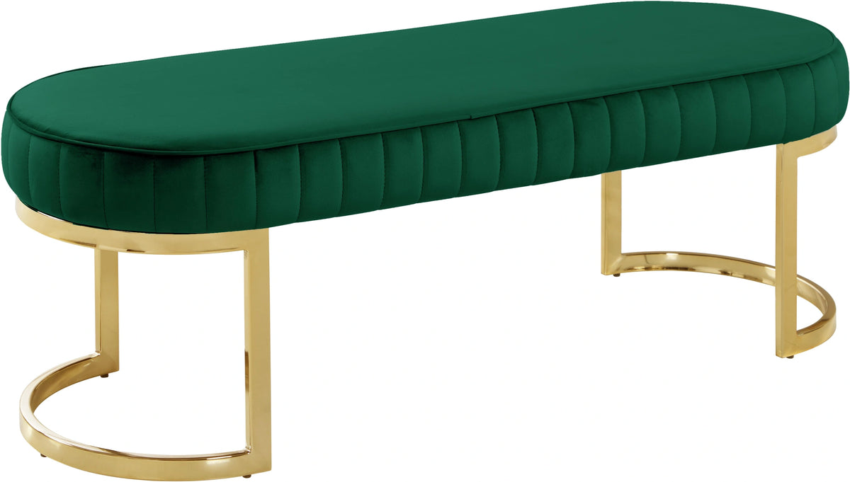 Lemar Green Velvet Bench