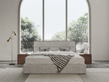 Dustin - Modern Grey Fabric & Walnut Trimmed Bed