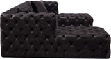 Coco Black Velvet 3pc. Sectional (3 Boxes)