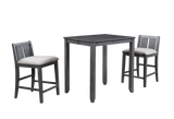 HESTON 36" STORAGE COUNTER TABLE SET W/2 CHAIRS-GRAY